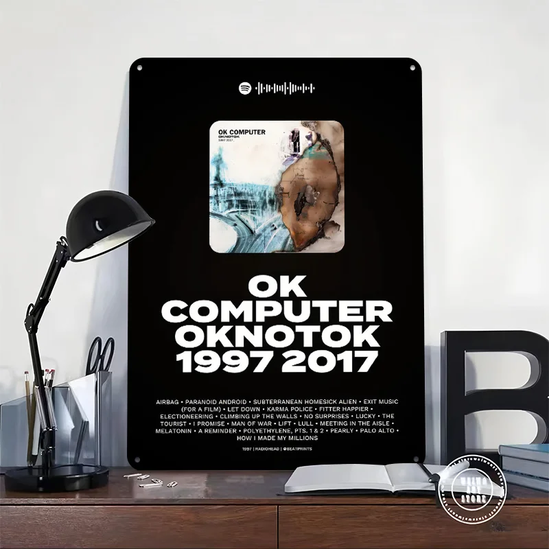Radiohead OK Computer Album Poster Retro 3D Printed Metal Signs Customized Wall Hanging Gift for Living Room Decoration Tin Sign