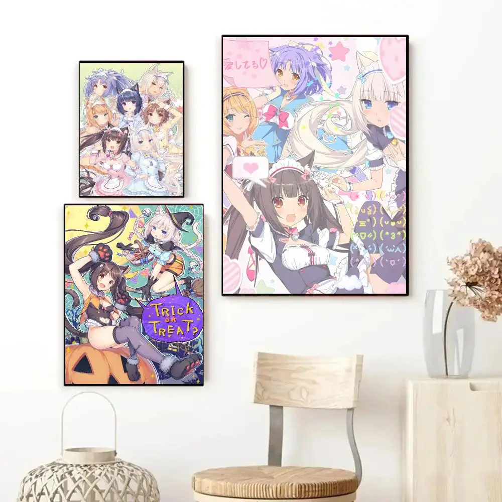 Nekopara Cute Nekomimi Maid Anime Poster Art HD Advanced Aesthetic Printing Paper Wall Art for Living Room Home Decor