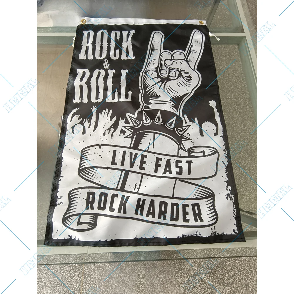 ROCK ROLL FLAG 90x150cm for LIVE FAST Decoration PARTY BANNER