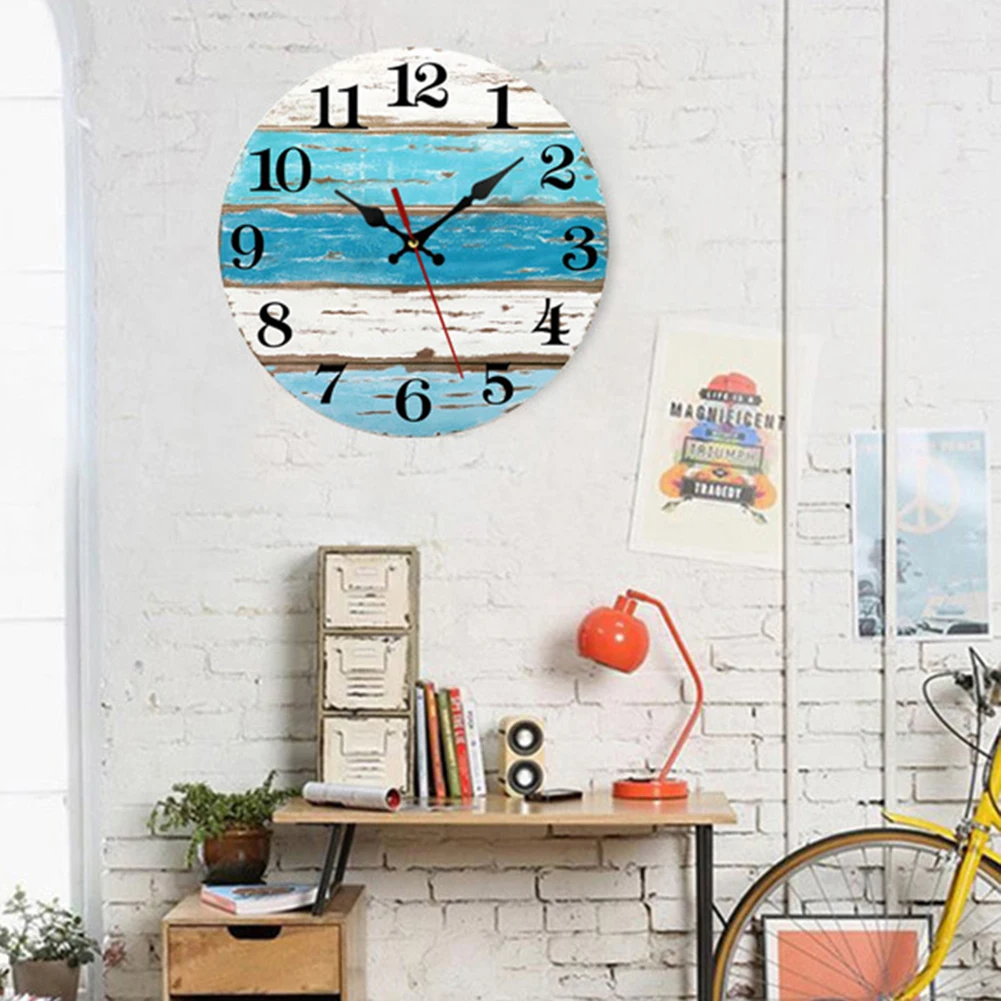 1pc Stylish And Silent Beach Blue Wall Clock For Your Kitchen 25*25cm Battery Not Included Home Decor Parts Accessories