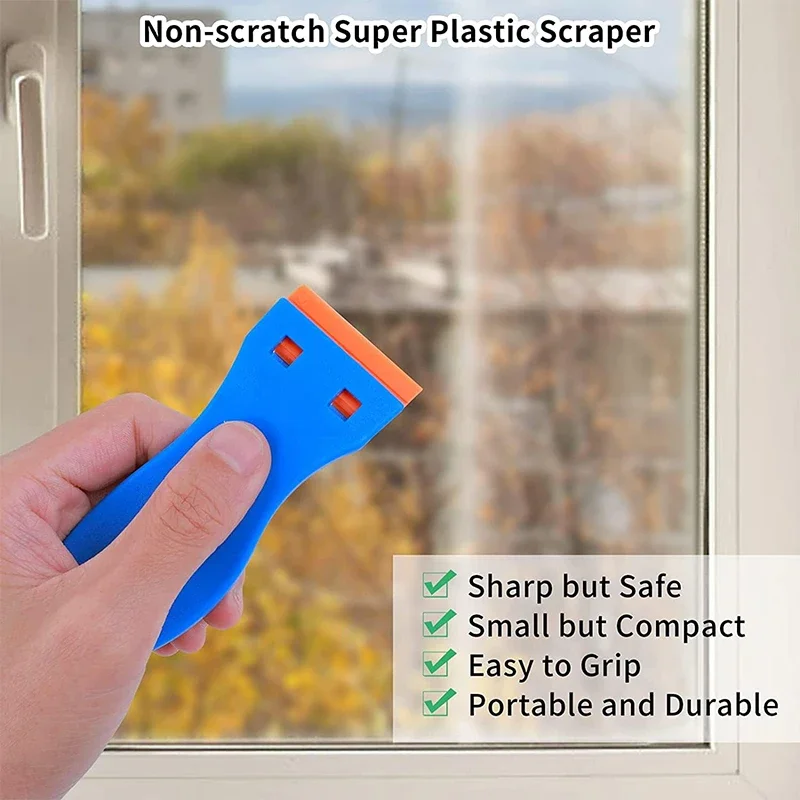 11pcs Sided Plastic Scraper Blades for Window Floor Car Sticker Removal - Window Cleaning Tool Replacement Pack