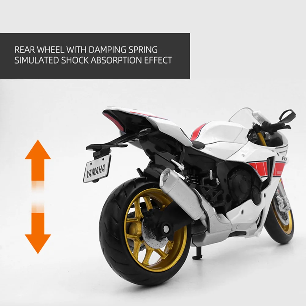 1:12 Yamaha Toy Motors YZF-R1M Alloy Diecasts Motorcycle Models With Shock Absorption Front Wheel Steering Toys For Kids' Gifts