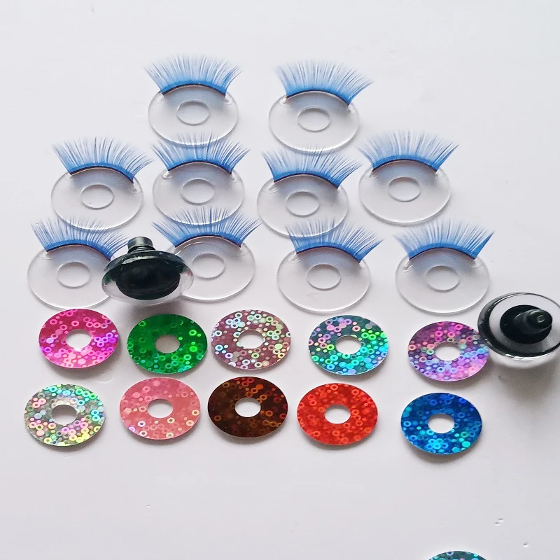 

20pcs 12-35mm Blue Eyelash Safety Glitter Bubble Washer Toy Eyes Eyelash For DIY Plush DIY Doll Making Plush Toy Eyes Eyelash