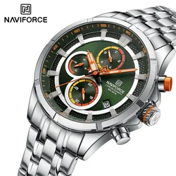 NAVIFORCE NF8046 orologio di marca di lusso per uomo orologio cronografo con cinturino in acciaio inossidabile orologio al quarzo impermeabile Casual sportivo maschile