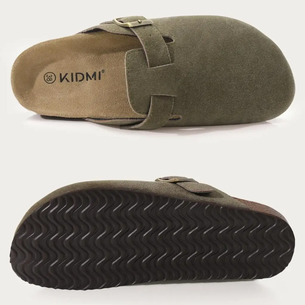 Shevalues Wildleder-Clogs für Damen und Herren, Sommer-Kork-Mules, Weiche Fußbett-Sandalen mit Fußgewölbestütze, Neue Freizeitmode, Echte Clogs – Detail 16