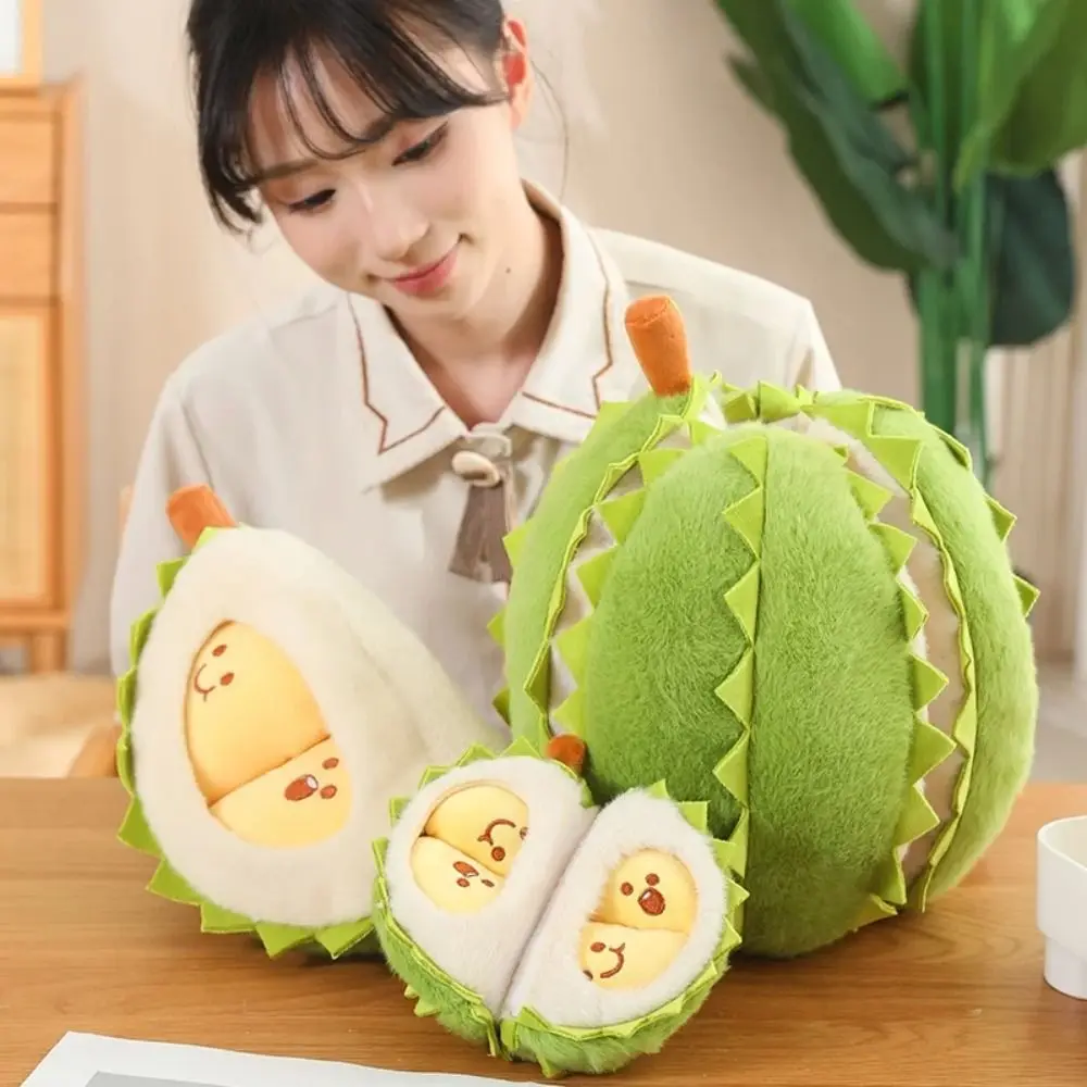 Detachable Durian Plush Keychain Collection Soft Fruit Durian Plush Pillow Cartoon Cute Peeling Durian Plush Doll