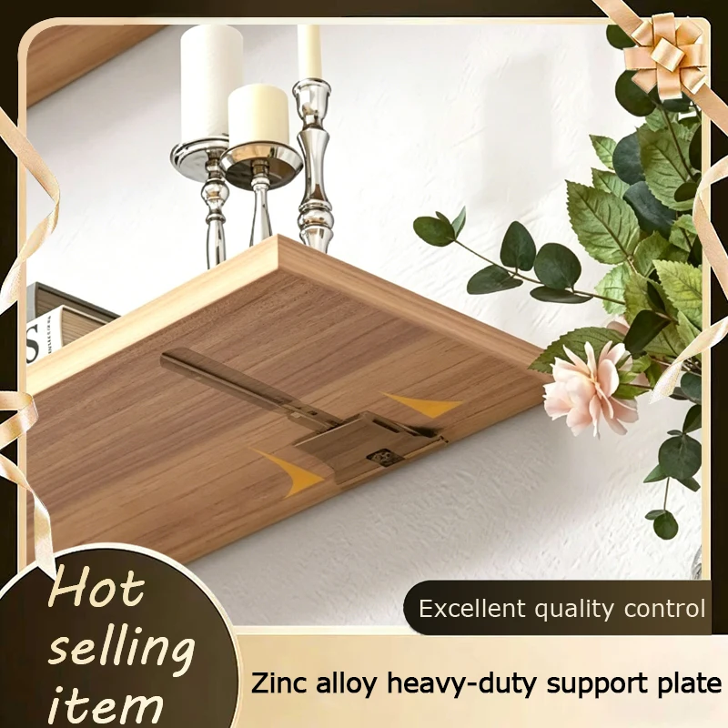 Heavy Duty Zinc Alloy Invisible Shelf Bracket Flush Mount For Bookcase Wall Fixed Support No Trace Adjustable Length Screw Pin