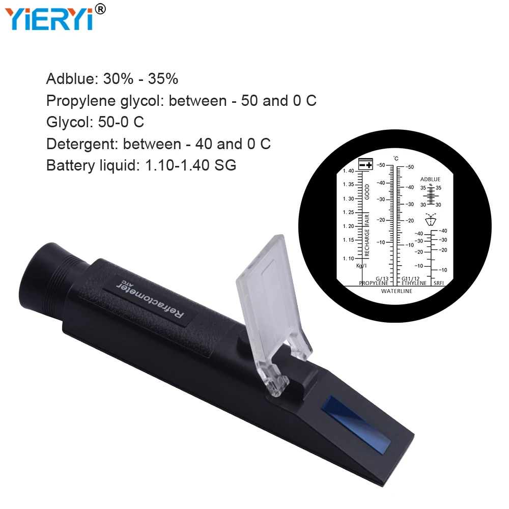 

Antifreeze Refractometer Engine Coolant Battery Fluid Glycol Density Freeze Point Car Detergent ATC Handheld 4 In 1 Tester Tool