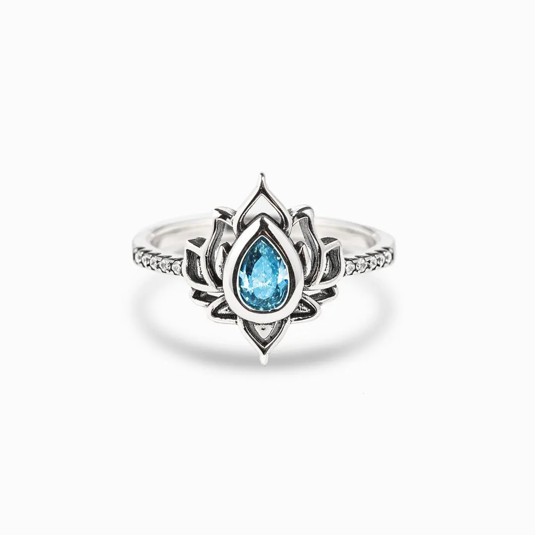 Vintage Boho Lotus Rings for Women Girls Promise Cuff Ring Stainless Steel Flower of Paradise Rings Jewelry Gifts Bague Femme