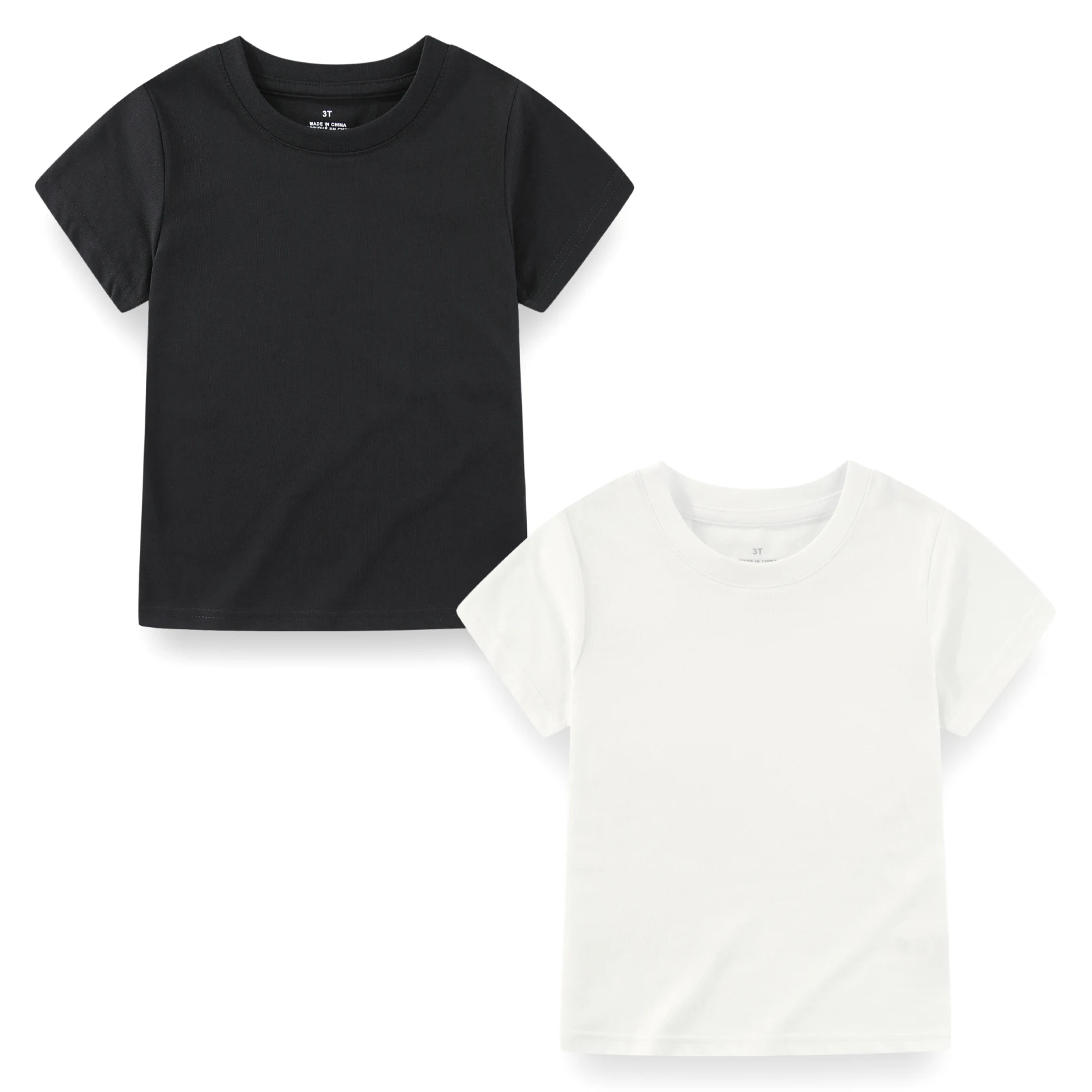 2-Pack Unisex Solid Color Simple T-Shirts for Kids 2-7 Years Old Summer Short-Sleeve Basic Tops for Boys And Girls