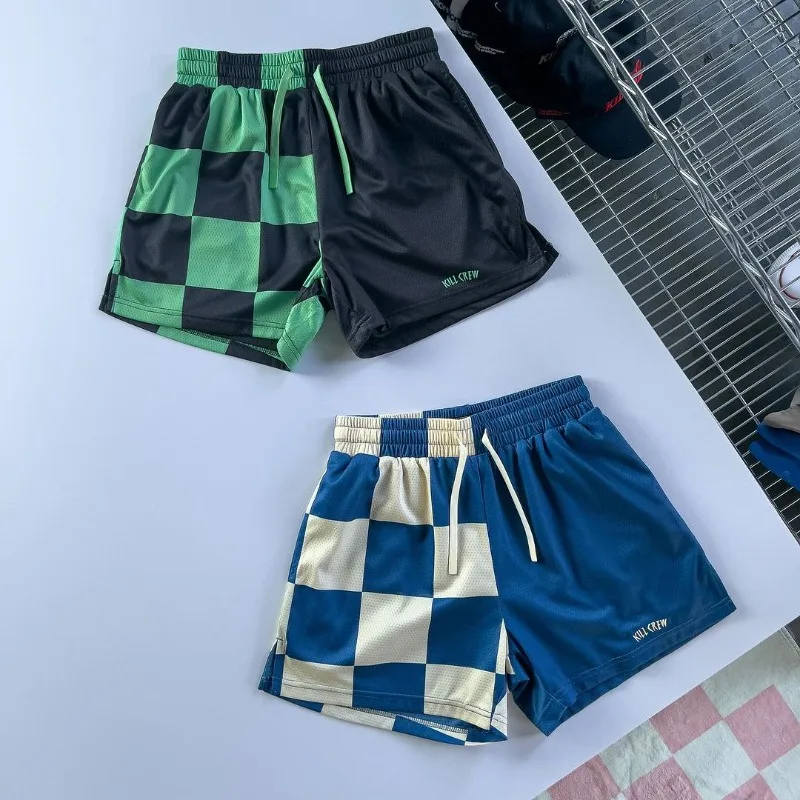 European and American Trendy Fashion Loose Clothing Y2k Plaid Casual Shorts Men Loose Casual Colorful Oversized Shorts Women