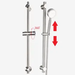 Wall Mounted Black Plating Round Square Shower Slide Bars,Adjustable Shower Rail Stainless Steel Shower Holder Shower Rod Set