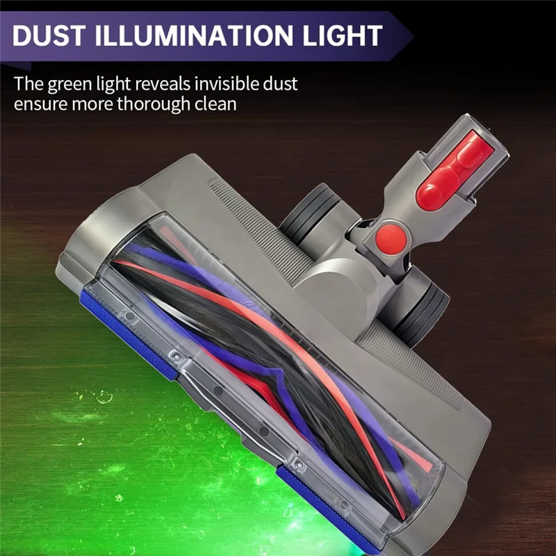

N02R-Anti-Tangle Cleaner Head For Dyson V7 V8 V10 V11 V15 Vacuum Attachments With Green Dust Light For Carpets Hardwood Floor