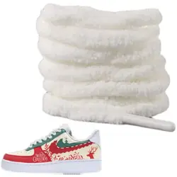 Snow-painted Shoelaces for Christmas Cute Plush Men Women Trend Personality Sport Casual Fluffy Caterpillar Shoes Laces Dropship