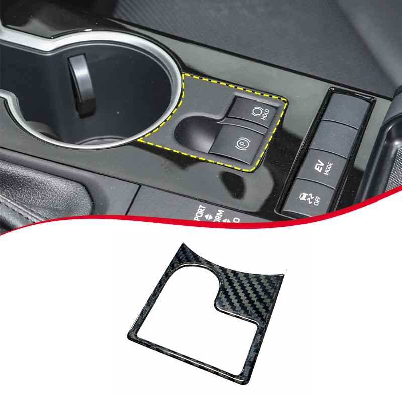 For Toyota Highlander 2024 Real Carbon Fiber Car HOLD Button Mode Panel Decoration Cover Car Interior Accessories