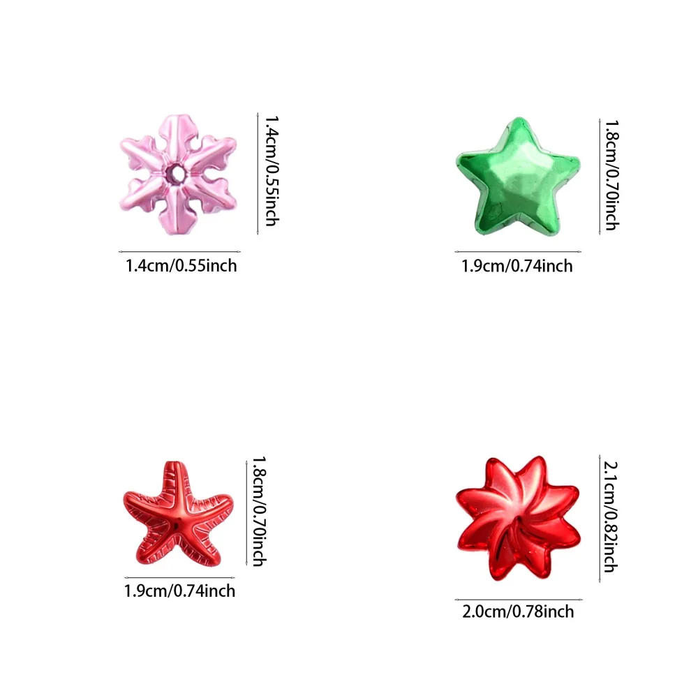 10/20pcs Xmas Mix UV Color Stars Snowflakes Whirlwind Starfish Beads For Making Christmas Earring Necklace Pendant Decor Gift