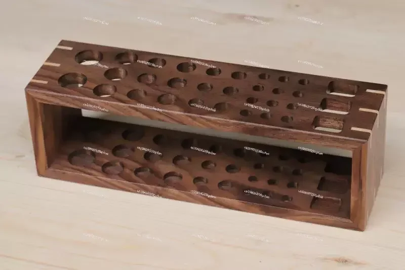Leather Punch Tools Rack High-End Black Walnut Leathercraft Tools Storage  Mortise and Tenon Joint Structure