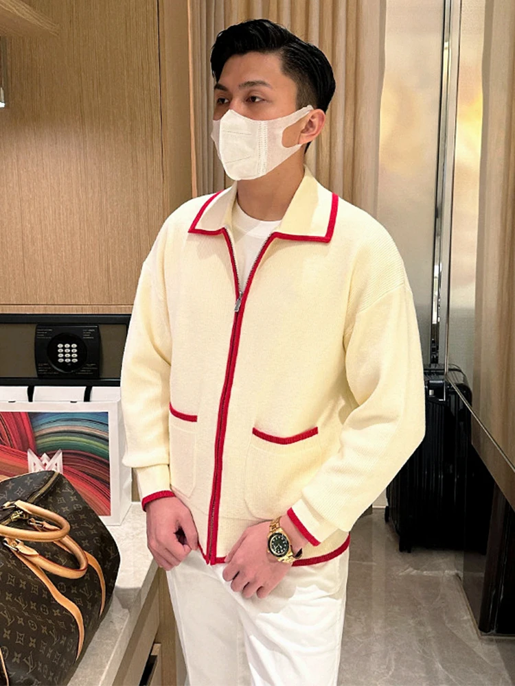 

Men's Casual Collared Knitted Sweater Autumn Winter Busin Faion Color Blo Open Cardigan Coat Soft Polyester Blend Warmth