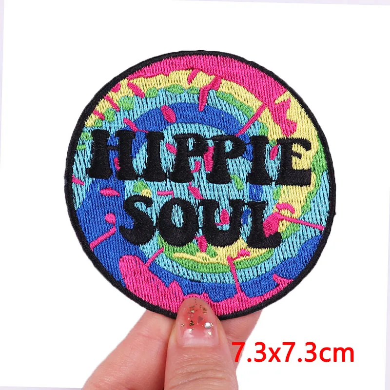 Hippie Postive Words Patch żelazko na plastry na odzież plastry termoadhezyjne na ubrania topliwe haftowane naszywki