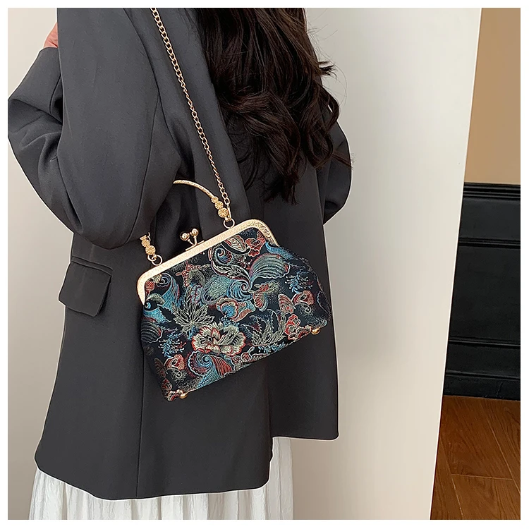 Silk Embroidery Crossbody Bag Patchwork National Style 2025 Hot Sale Bags for Women Hasp Simple Fashion Women's Handbags