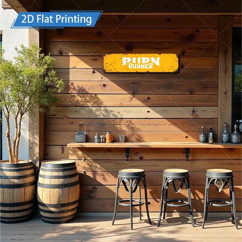 1 قطعة علامة معدنية ، 4x16 بوصة "علامة معدنية عتيقة "مطاط حرق" لديكور المرآب ، فن جداري على الطراز الريفي"