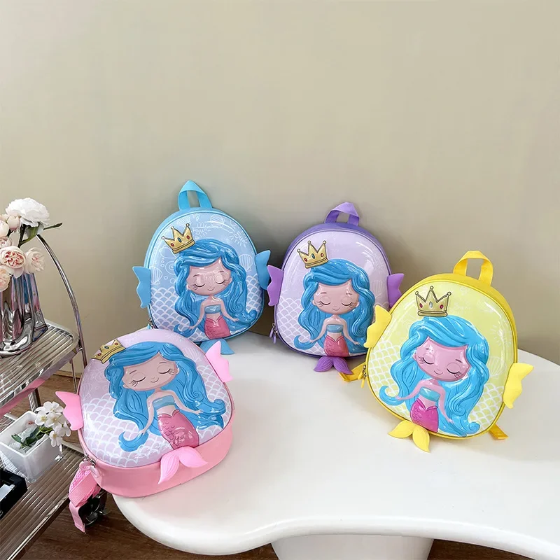 Cartoon kindergarten schoolbag new boys and girls baby 2-5 years old children cute mermaid eggshell backpack