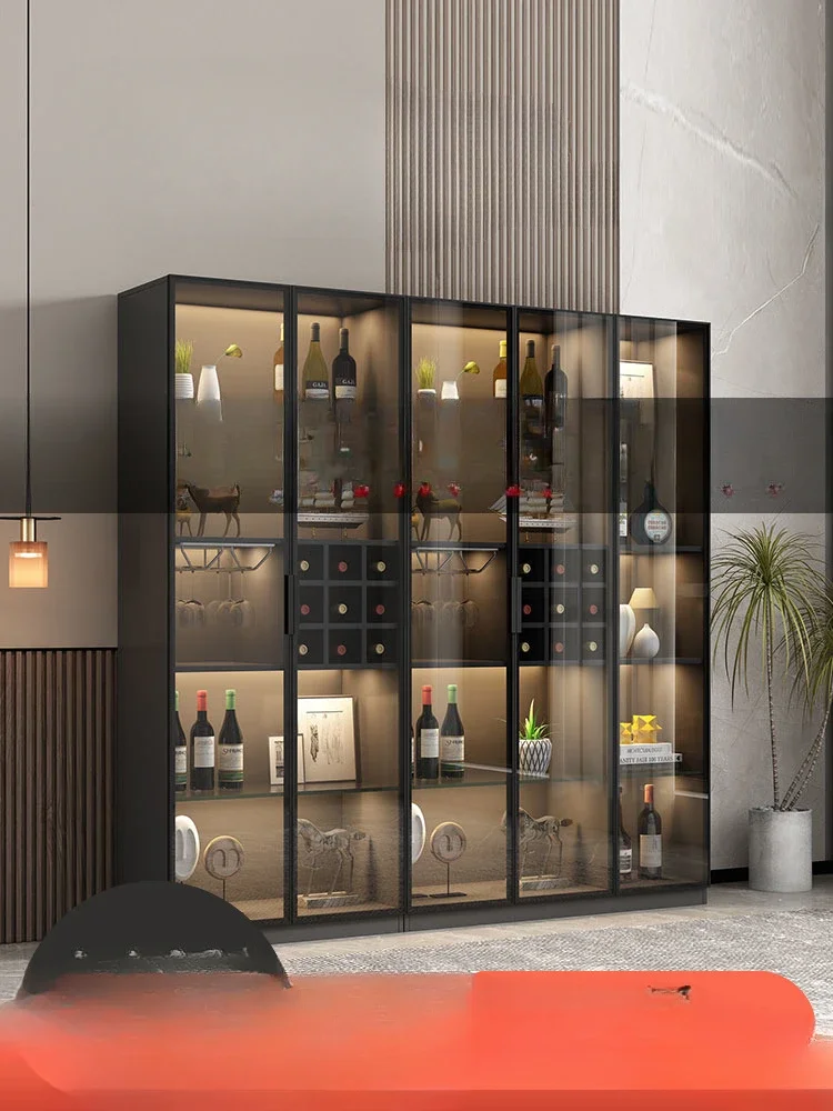 

Solid wood wine cabinet, wall facing living room, minimalist with glass storage cabinet, light and luxurious storage cabinet