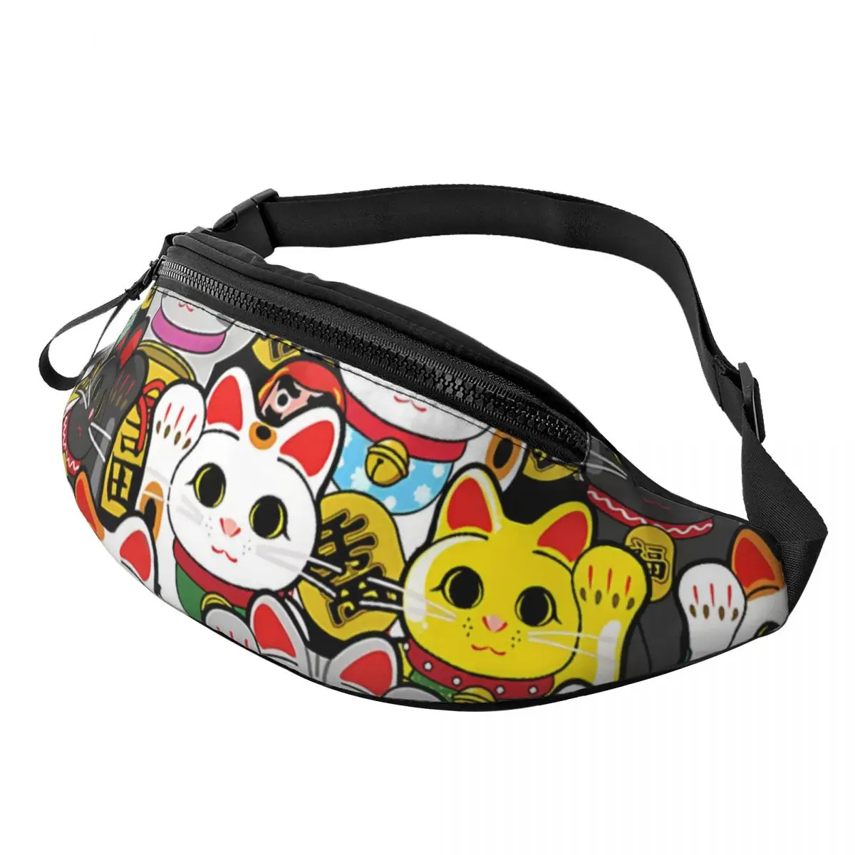 Printed Waist Bags Lucky Cat Maneki Neko Fashion Belt Bags Man Women\'s Sport Fanny Pack Design Banana Packs