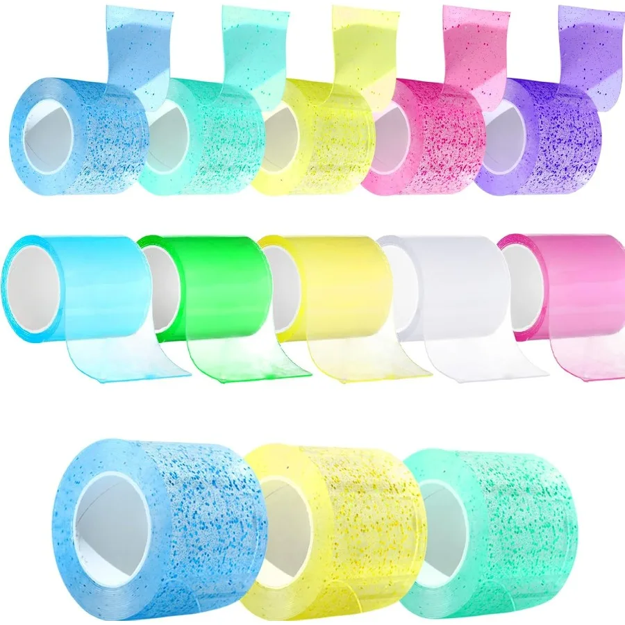 

10 Pcs Multicolor Nano Tape Bubble Kit No Heating Required for Beginners and Colorful Double Sided Tape 65.6 ft X 1.97 in