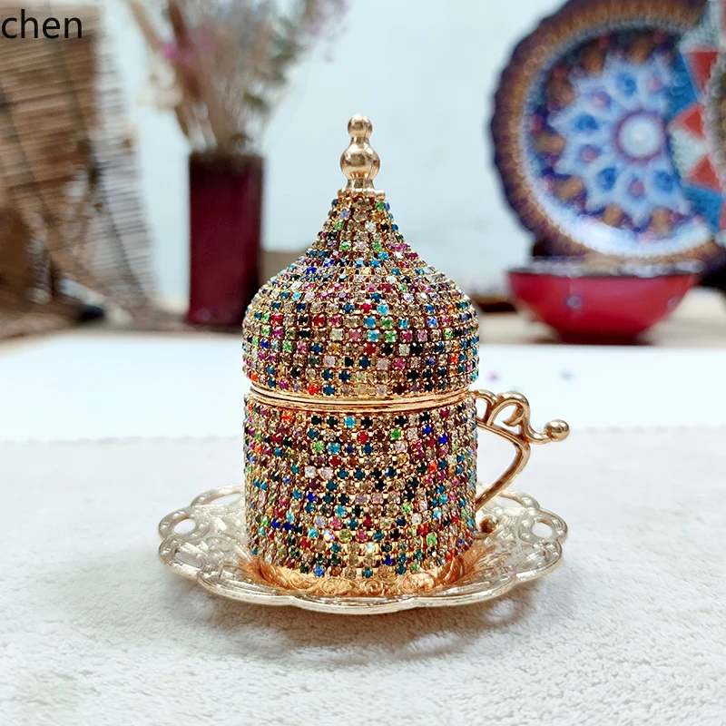 

HXL coffee cup light luxury gold set palace hand brew concentrated cup with saucer