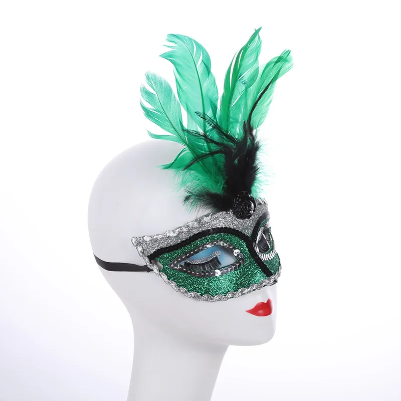 

Lady Women Feather Mask Green Costume Party Ball Bar Mysterious Birthday Wedding Festival