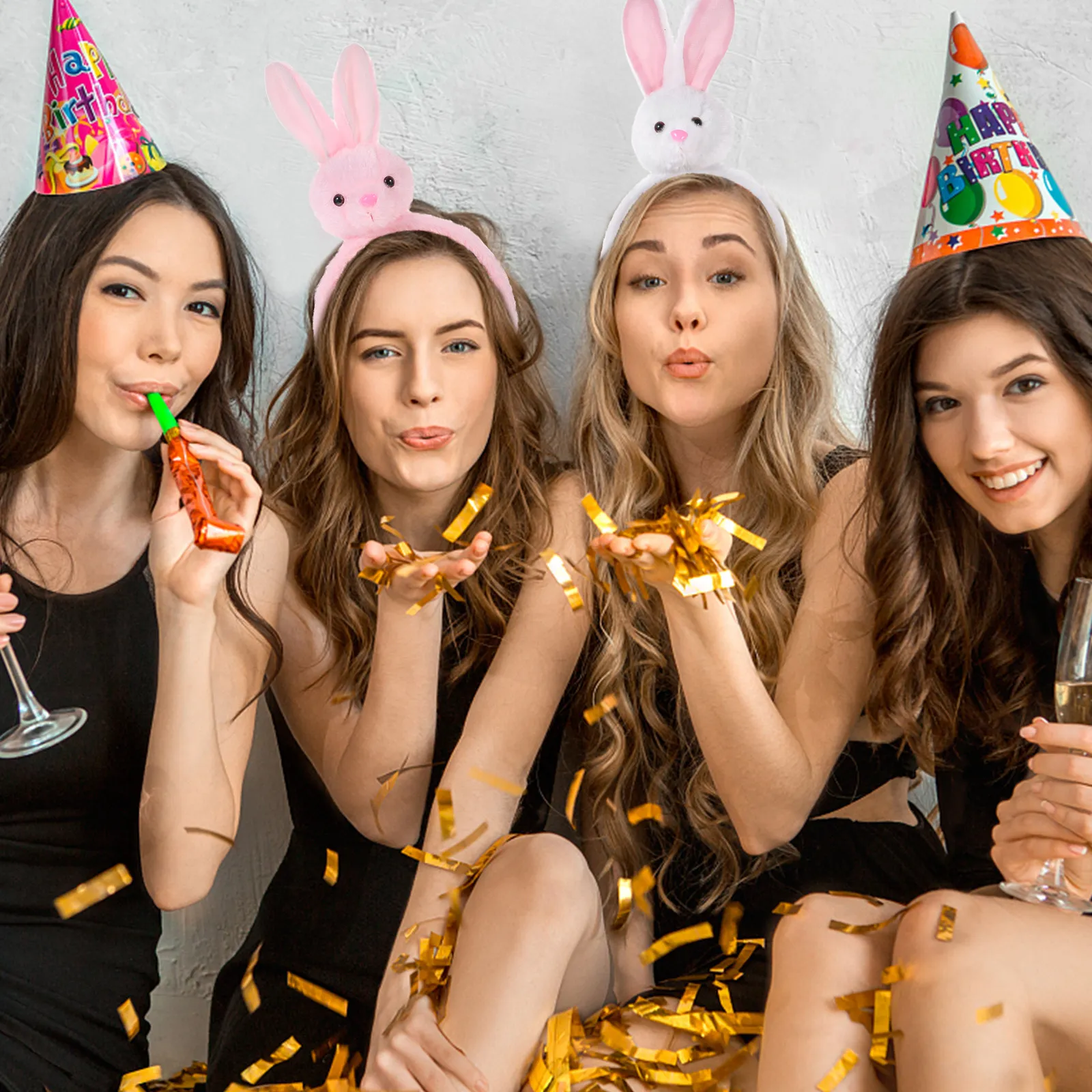 

2Pcs Rabbit Ear Headband Easter Bunny Hairband Party Favor Cosplay Accessory Fashion Headwear for Adults Holiday