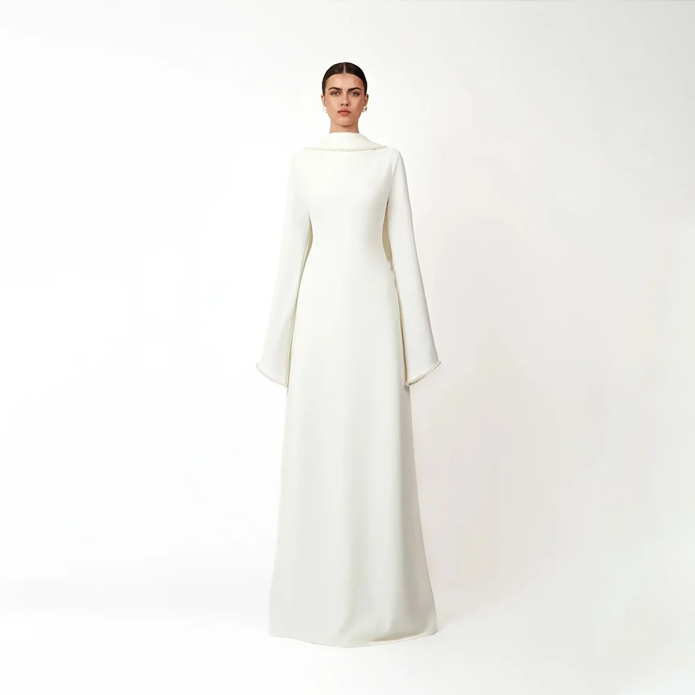 Arabe O cou perles Appliques longueur De plancher robes De soirée pour les femmes Occasion formelle robe De soirée robes De Fiesta Elegantes