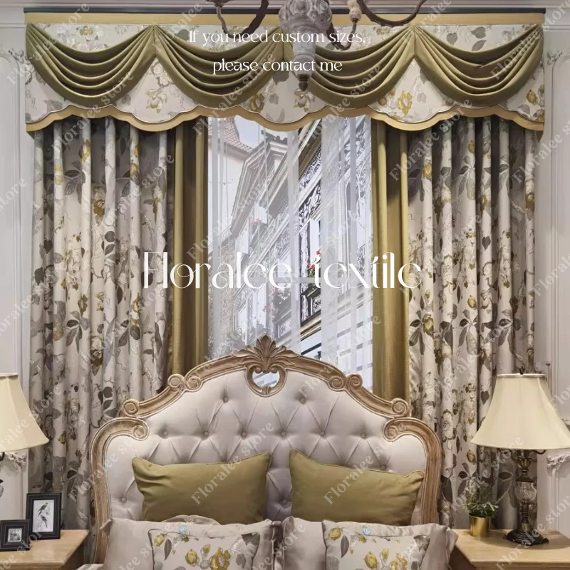 

European Embroidered Curtains for Living Dining Room Bedroom Villa Rococo Retro Light Luxury Jacquard Curtains Customized