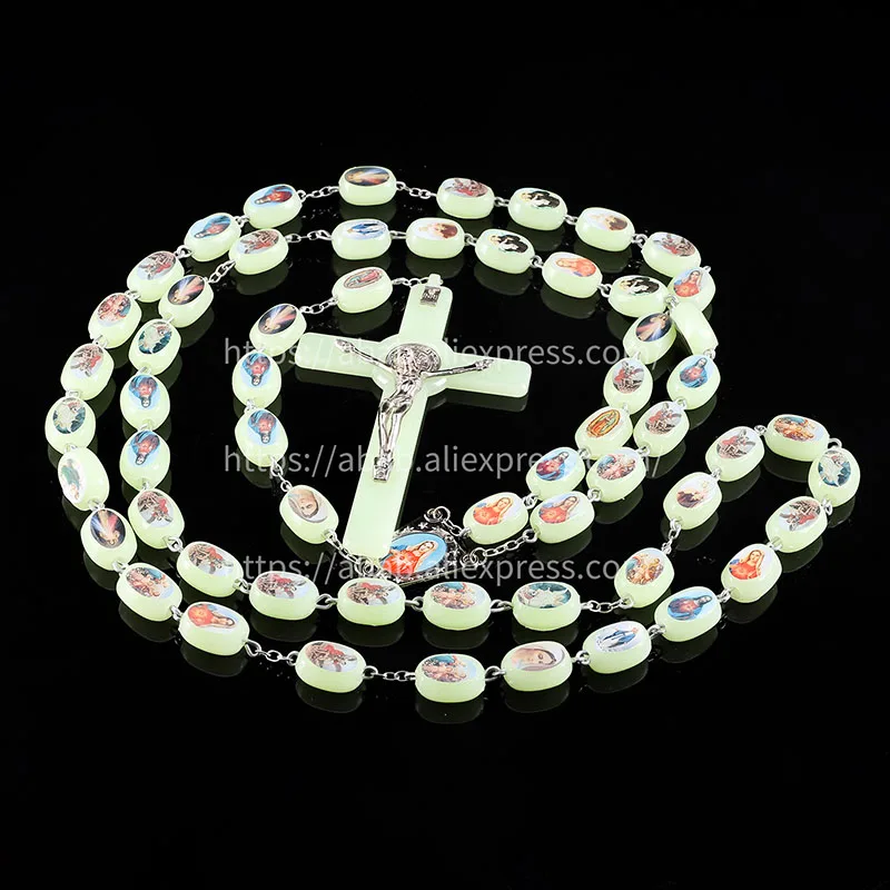 Catholic large rosary necklace Jesus icon mixed icon, beads rosary necklace Catholic beads necklace