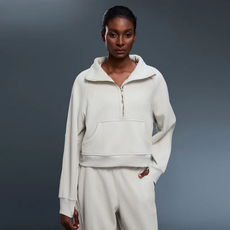 W2EJOURNEY الاتحاد الأوروبي الولايات المتحدة حجم قسط جودة فاخرة ملابس خارجية خمر الرياضة كلينفيت الشتاء كلينفيت نصف الرمز البريدي هوديي للنساء