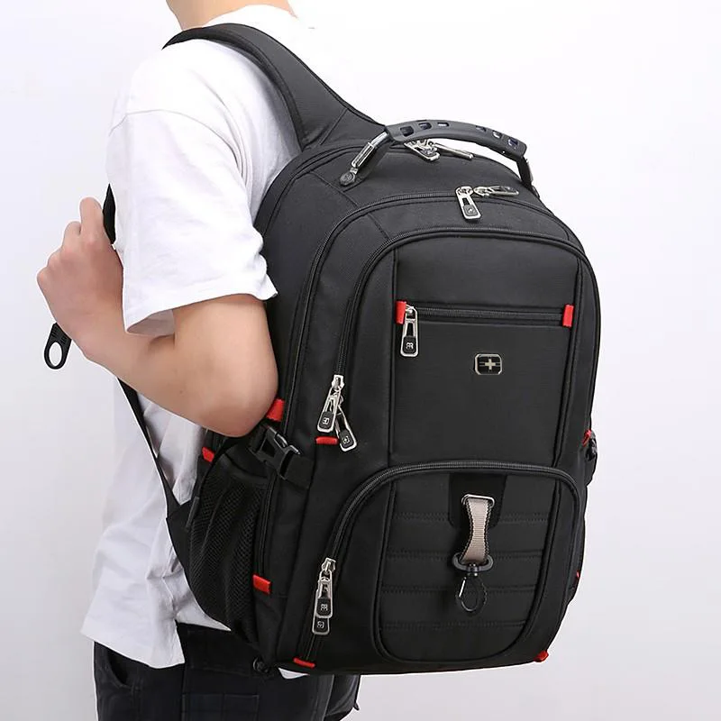 

Швейцарский многофункциональный прочный рюкзак для ноутбука 17 дюймов с USB-портом для зарядки, дорожная сумка, студенческий рюкзак, водонепроницаемый