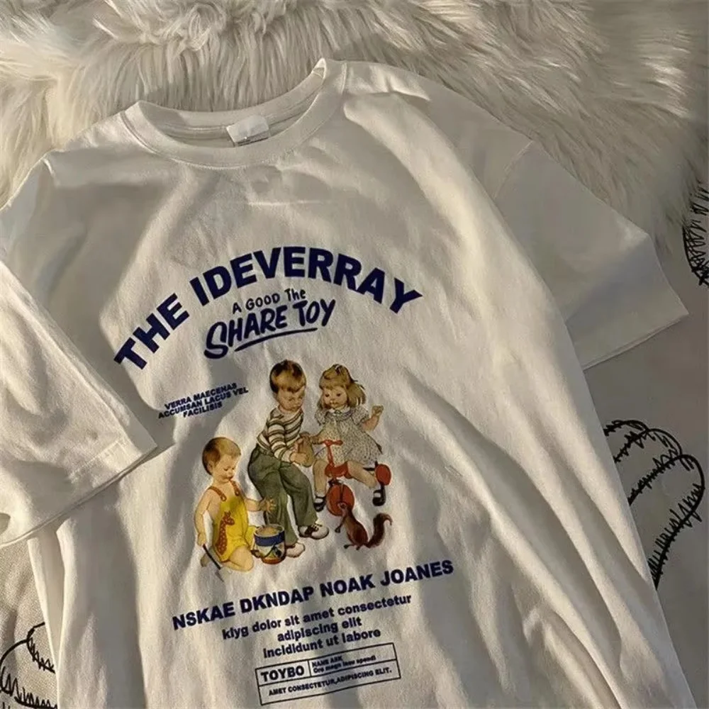 تي شيرت نسائي بأكمام قصيرة - صيف 2021 جديد، قميص مطبوع عليه حب الطالب الكوري، لطيف، كاجوال، ناعم، عصري، شبابي