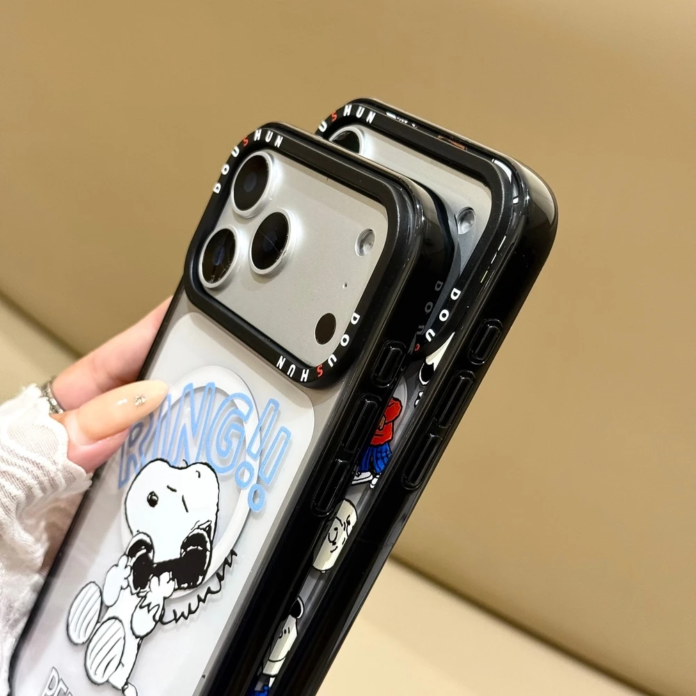 Cute Cartoon Snoopy Charlie Brown Magnetic Holder Magsafe Wireless Charge Phone Case For iPhone 18 17 16 15 14 13 Pro Max Cover view 5