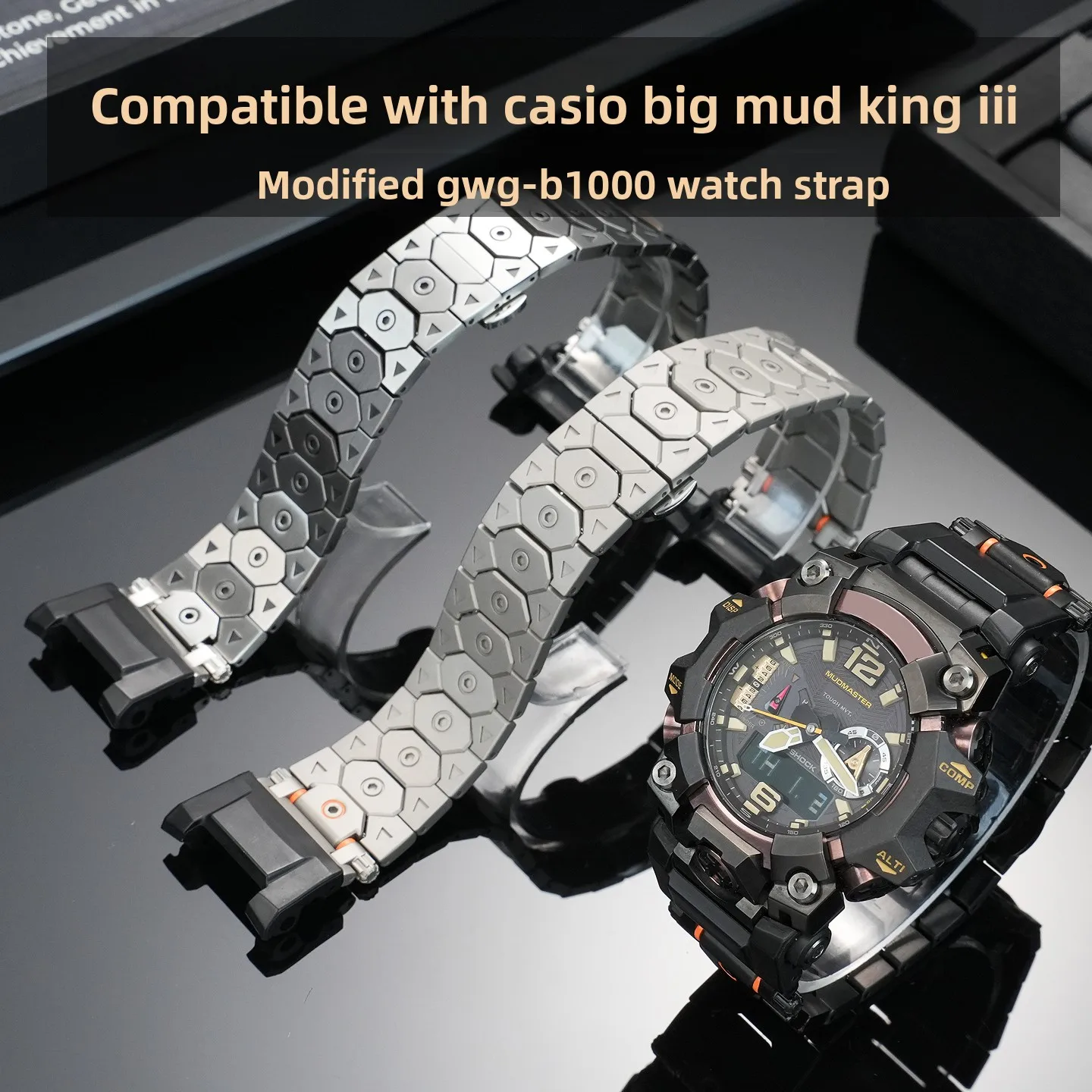 For Casio Big Mud King Third Generation GWG-B1000 Stainless Steel Bracelet, Solid Stainless Steel Watch Strap