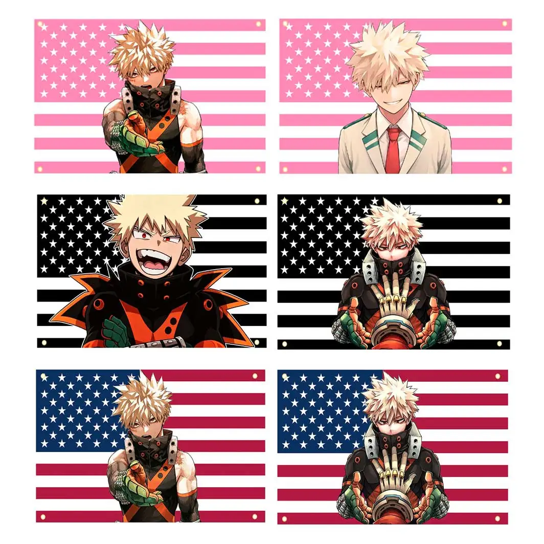 60x90cm/90x150cm Anime Bakugo Katsukis Flag Tapestry Anime Art Banner For Bedroom Outdoor Decor