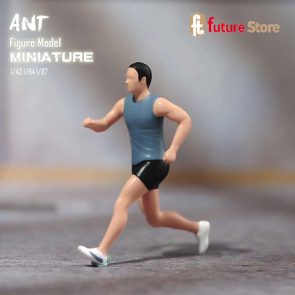 ANT Resin 1/87 1/64 1/43 Fitness Running Boy Girl And Dog  Diorama Figure Model Miniature Creative Photography Cars Vehicles Toy