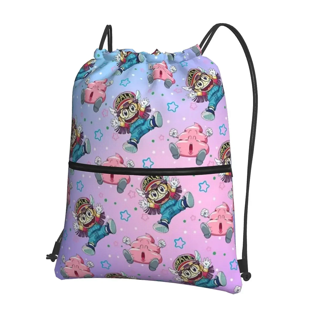 

Arale And Poop Dr Slump Portable Backpacks Drawstring Bag Drawstring Bundle Pocket Shoes Bags For Travel Sport Man Woman