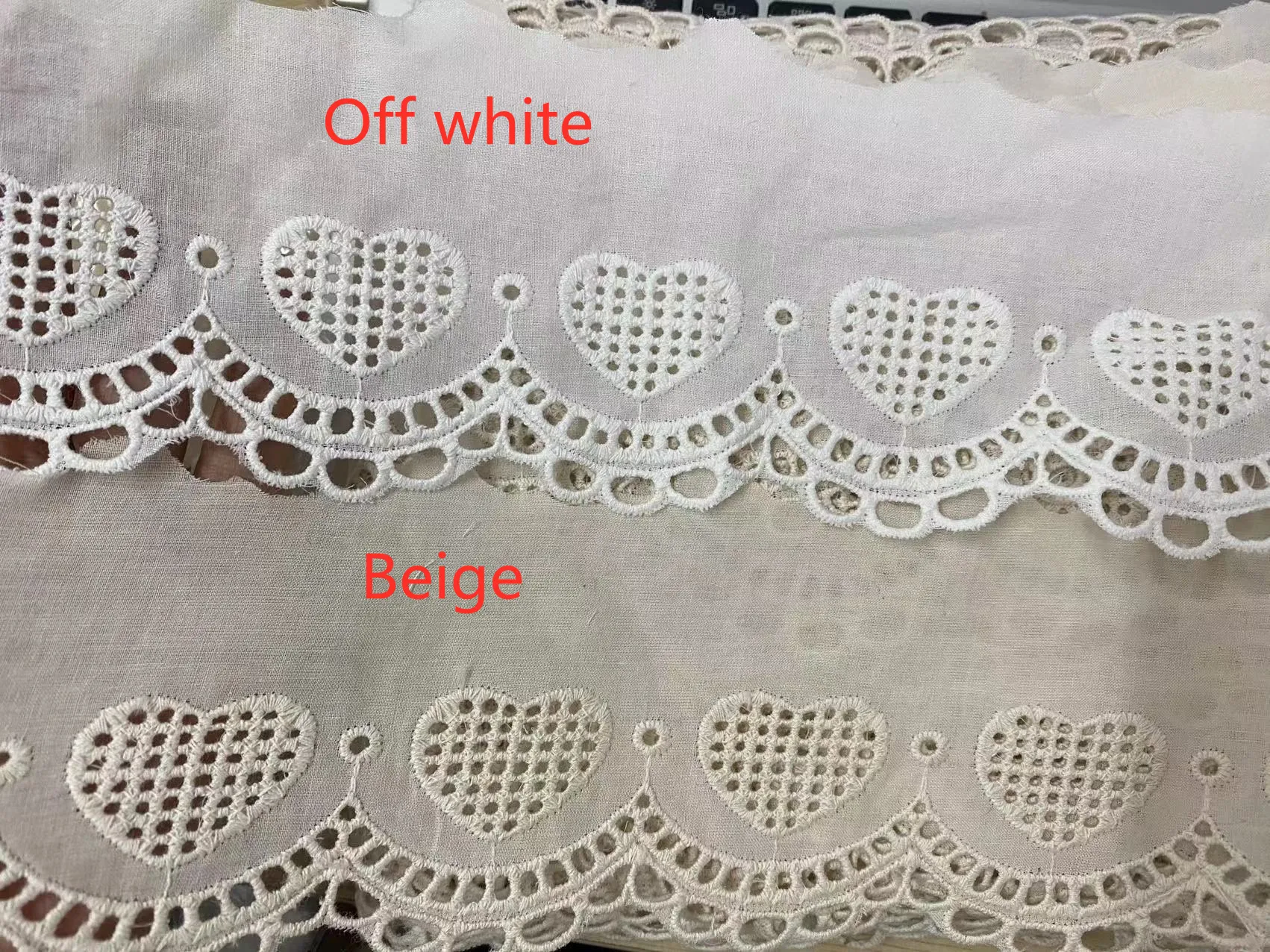 5Yard/Lot Baumwolle Pfirsich Herz Hohl Stickerei Spitze Trim 8CM Breite DIY Kleidung Kleid Sofa Vorhang Stoff genäht Zubehör – Detail 5