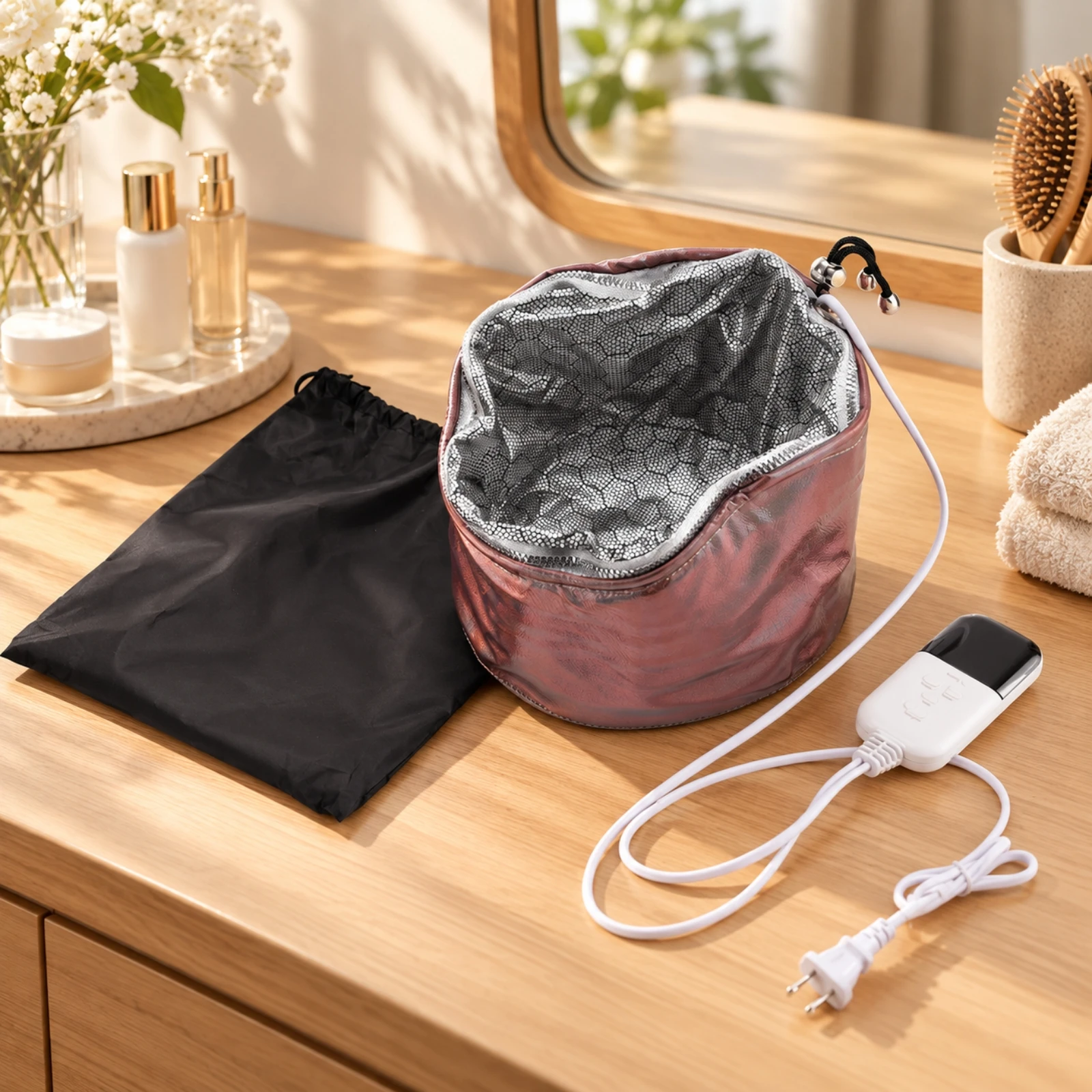 Hair Care Device Temperature Controlled Electric Hair Treatment Cap for Self-Care Sessions
