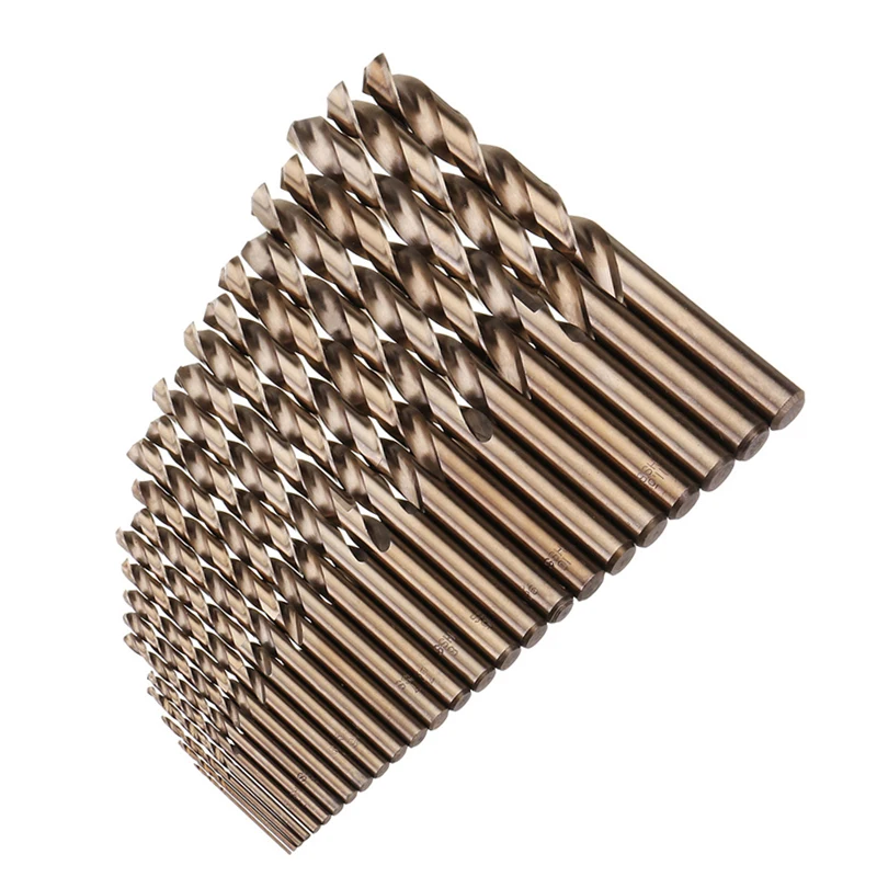 25Pcs 1-13mm M35 HSS-Co Cobalt Straight Shank Twist Drill Bits Set Metal Drilling Hole For Wood Stainless Steel Iron Aluminum