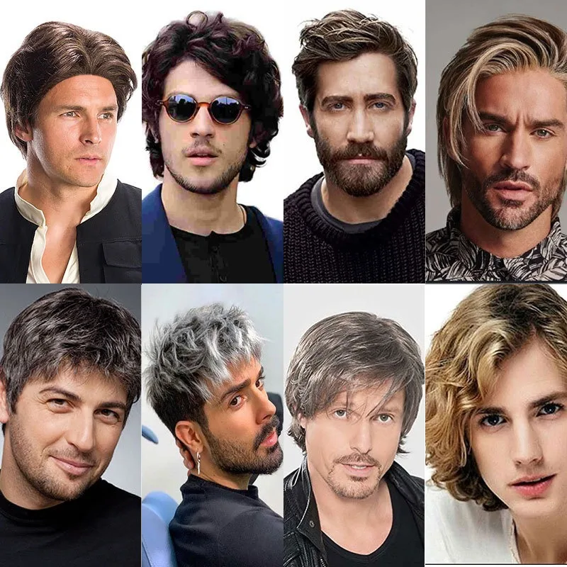 

Евраамериканский модный мужской короткий парик с короткими волосами, повседневная одежда, праздничный индивидуальный парик, высокотемпературный шелковый парик для косплея Skywalker, полный парик