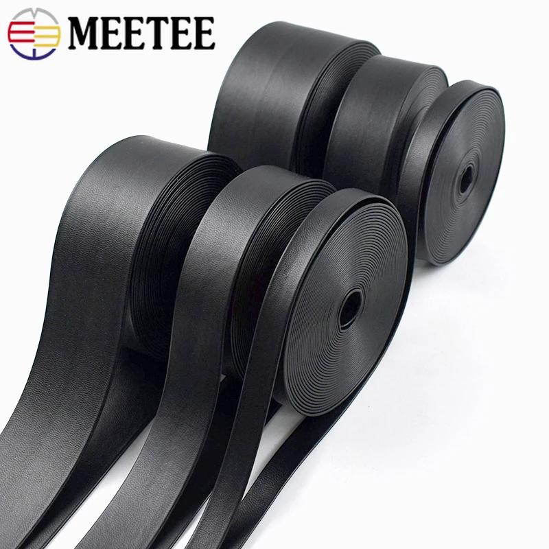 5/10/20M Black Leather Ribbon 3-50mm PU Cord Bag Belt Decorative Ribbons for Sewing Bracelet Collar Rope DIY Craft Supplies