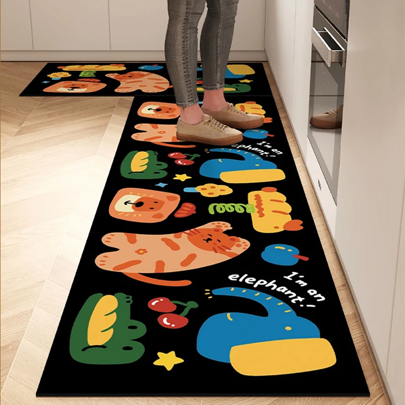 

Kitchen Floor Mats Absorbent Oil-proof Non-slip Carpet Diatom Mud Dirt-resistant Foot Mat Cartoon Long Size Entrance Rugs 주방 깔개