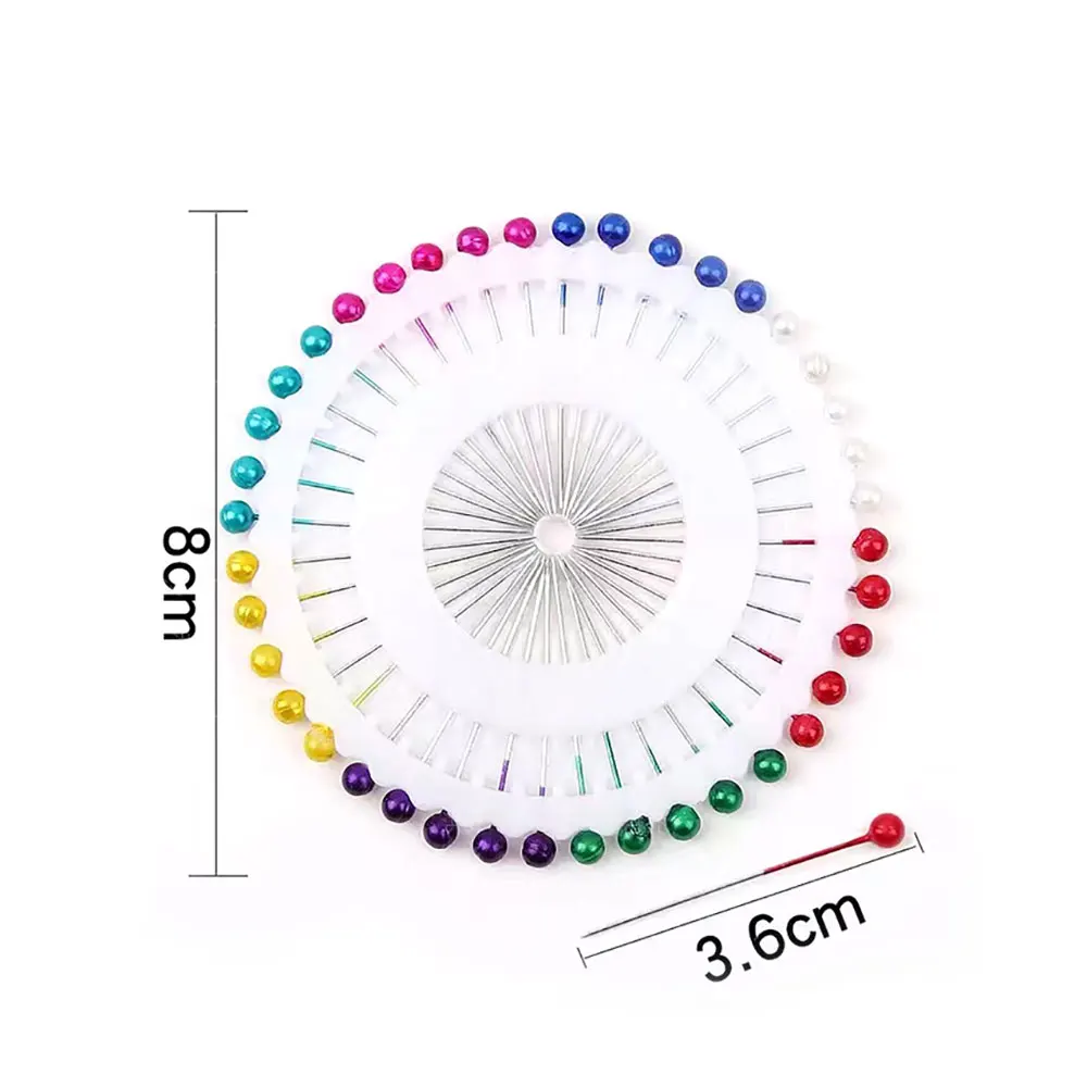 Silicone World 480Pcs Steel Pearl Head Pins 37mm Round Ball Headed Pin Disc Metal Positioning Needles Sewing Quilting DIY